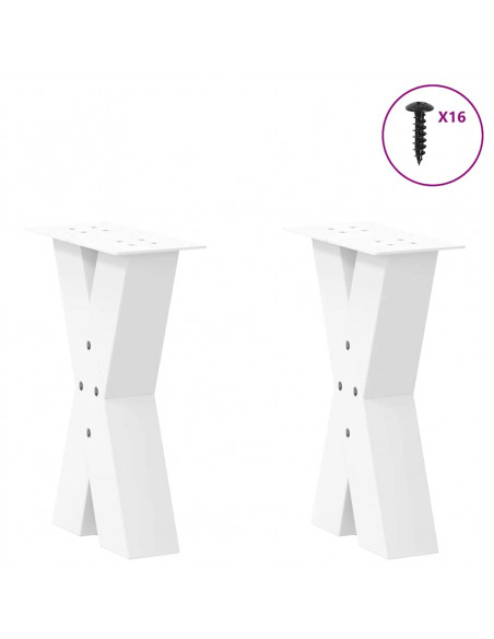 Gambe Tavolino Caffè a X 2 pz Bianco 28x(42-43) cm Acciaio