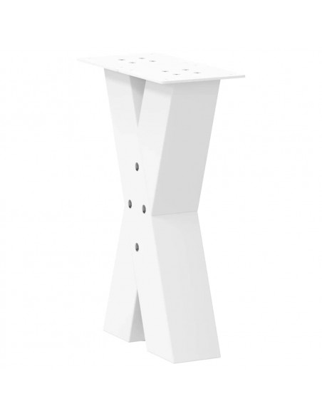 Gambe Tavolino Caffè a X 2 pz Bianco 28x(42-43) cm Acciaio