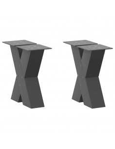 Gambe Tavolino Caffè a X 2 pz Antracite 40x(30-31)cm in Acciaio