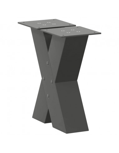 Gambe Tavolino Caffè a X 2 pz Antracite 40x(30-31)cm in Acciaio