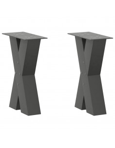 Gambe Tavolino Caffè a X 2 pz Antracite 38x(42-43) cm Acciaio