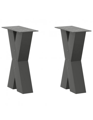 Gambe Tavolino Caffè a X 2 pz Antracite 38x(42-43) cm Acciaio