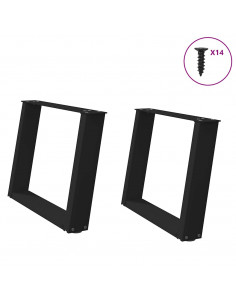 Gambe Tavolino Caffè a U 2 pz Nero 70x(42-43)cm Acciaio