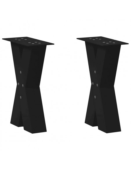 Gambe Tavolino Caffè a X 2 pz Nero 28x(42-43) cm Acciaio