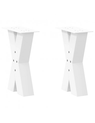 Gambe Tavolino Caffè a X 2 pz Bianco 38x(42-43) cm Acciaio