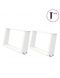 Gambe Tavolino da Caffè a U 2 pz Bianco 60x(30-31)cm in Acciaio