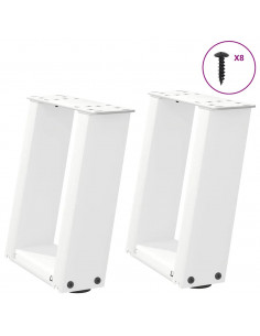 Gambe Tavolino da Caffè a U 2 pz Bianco 30x(30-31)cm in Acciaio