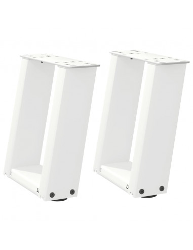 Gambe Tavolino da Caffè a U 2 pz Bianco 30x(30-31)cm in Acciaio