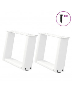 Gambe Tavolino da Caffè a U 2 pz Bianco 40x(30-31)cm in Acciaio