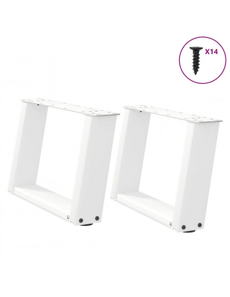 Gambe Tavolino da Caffè a U 2 pz Bianco 40x(30-31)cm in Acciaio