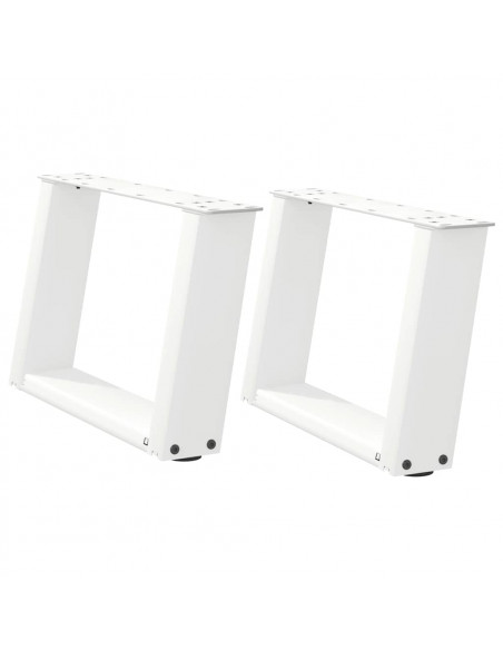 Gambe Tavolino da Caffè a U 2 pz Bianco 40x(30-31)cm in Acciaio