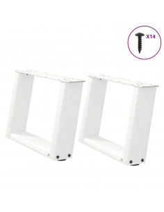 Gambe Tavolino da Caffè a U 2 pz Bianco 50x(30-31)cm in Acciaio