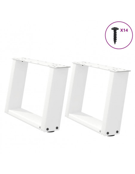 Gambe Tavolino da Caffè a U 2 pz Bianco 50x(30-31)cm in Acciaio