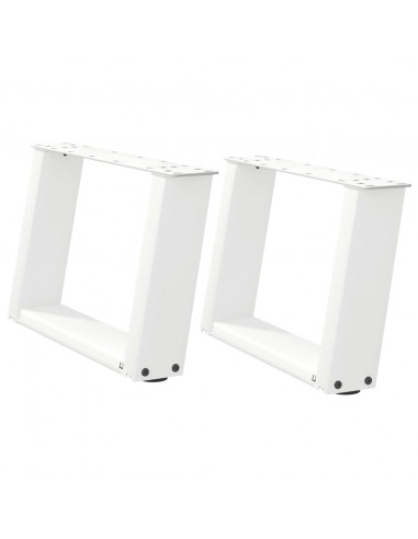 Gambe Tavolino da Caffè a U 2 pz Bianco 50x(30-31)cm in Acciaio