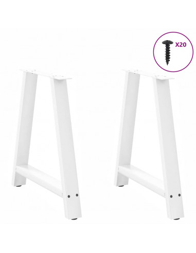 Gambe per tavolo da pranzo a forma di A 2 pz bianche 70x(72-73) cm in acciaio