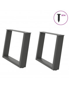 Gambe Tavolino Caffè a U 2 pz Antracite 60x(42-43) cm Acciaio