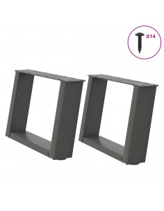 Gambe Tavolino Caffè a U 2 pz Antracite 50x(30-31)cm in Acciaio