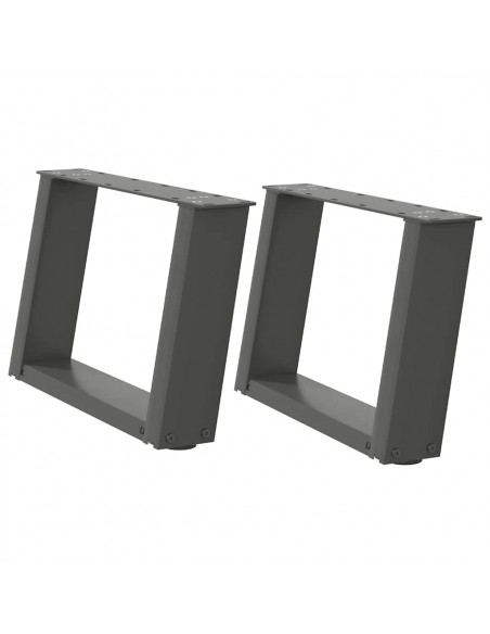 Gambe Tavolino Caffè a U 2 pz Antracite 50x(30-31)cm in Acciaio