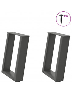 Gambe Tavolino Caffè a U 2 pz Antracite 38x(42-43) cm Acciaio