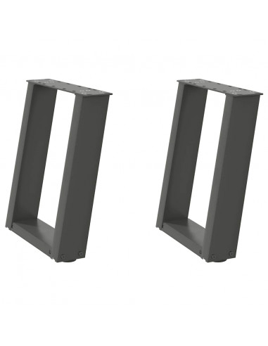 Gambe Tavolino Caffè a U 2 pz Antracite 38x(42-43) cm Acciaio