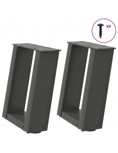 Gambe Tavolino Caffè a U 2 pz Antracite 30x(30-31)cm in Acciaio