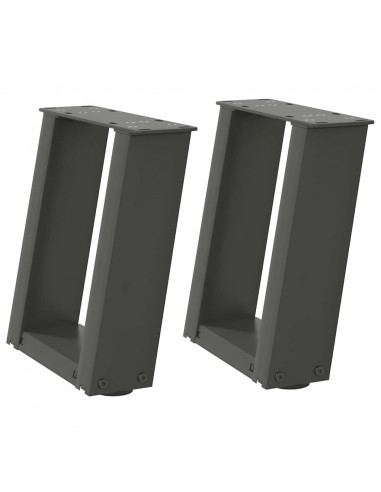 Gambe Tavolino Caffè a U 2 pz Antracite 30x(30-31)cm in Acciaio