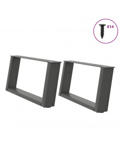 Gambe Tavolino Caffè a U 2 pz Antracite 60x(30-31)cm in Acciaio