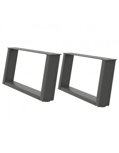 Gambe Tavolino Caffè a U 2 pz Antracite 60x(30-31)cm in Acciaio