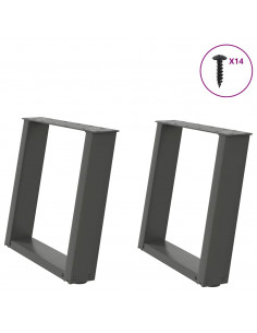 Gambe Tavolino Caffè a U 2 pz Antracite 50x(42-43) cm Acciaio