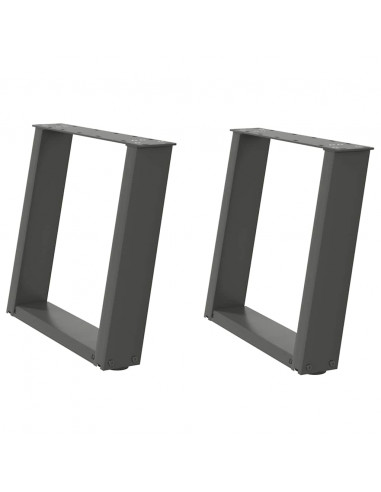 Gambe Tavolino Caffè a U 2 pz Antracite 50x(42-43) cm Acciaio