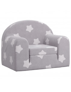 Divano Letto Bambini Grigio Chiaro con Stelle Morbido Peluche