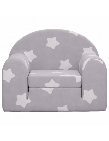 Divano Letto Bambini Grigio Chiaro con Stelle Morbido Peluche