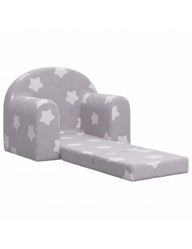 Divano Letto Bambini Grigio Chiaro con Stelle Morbido Peluche