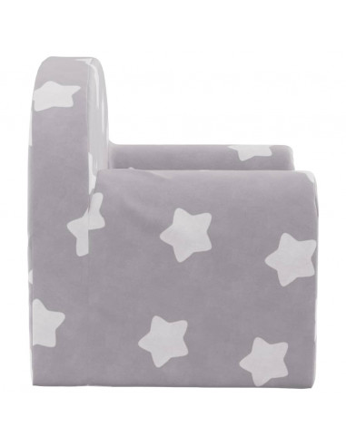 Divano Letto Bambini Grigio Chiaro con Stelle Morbido Peluche