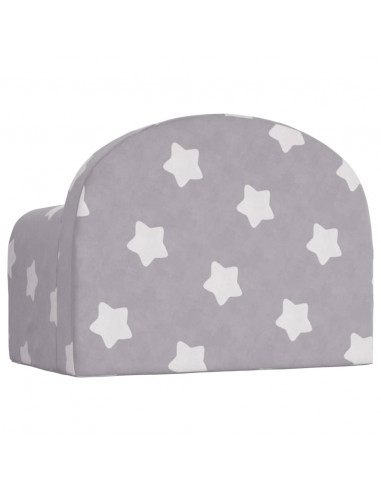 Divano Letto Bambini Grigio Chiaro con Stelle Morbido Peluche