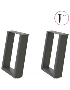 Gambe Tavolino Caffè a U 2 pz Antracite 28x(42-43) cm Acciaio