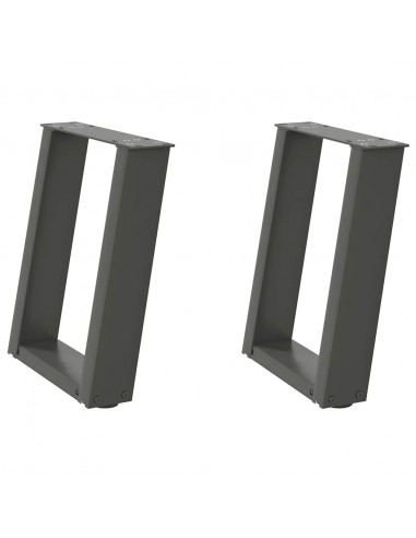 Gambe Tavolino Caffè a U 2 pz Antracite 28x(42-43) cm Acciaio