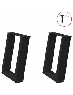 Gambe Tavolino Caffè a U 2 pz Nero 38x(42-43)cm Acciaio