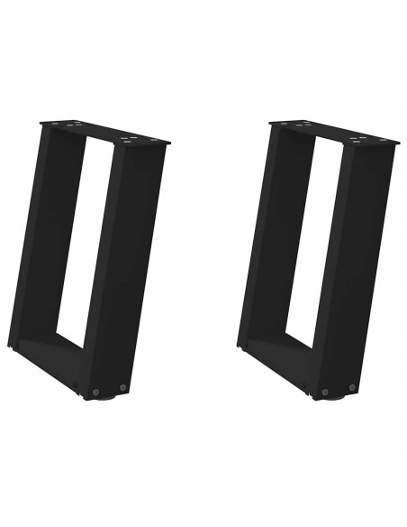 Gambe Tavolino Caffè a U 2 pz Nero 28x(42-43) cm Acciaio