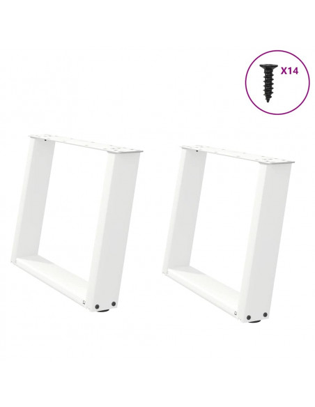 Gambe Tavolino Caffè a U 2 pz Bianco 70x(42-43) cm Acciaio