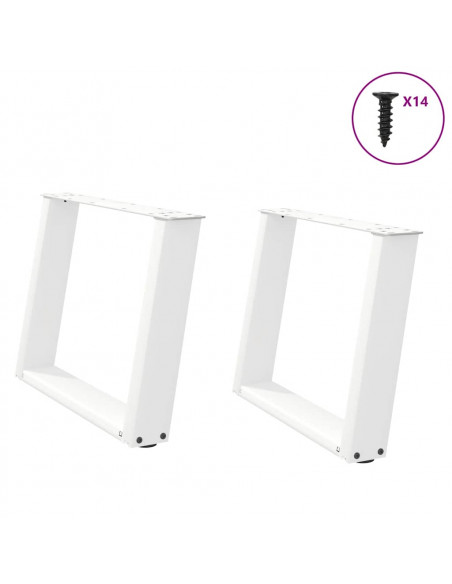 Gambe Tavolino Caffè a U 2 pz Bianco 60x(42-43) cm Acciaio