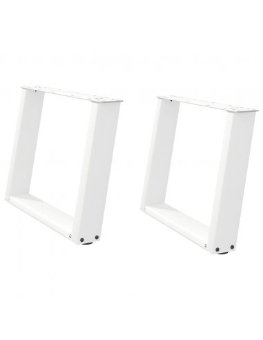 Gambe Tavolino Caffè a U 2 pz Bianco 60x(42-43) cm Acciaio