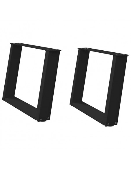 Gambe Tavolino Caffè a U 2 pz Nero 60x(42-43)cm Acciaio