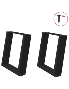 Gambe Tavolino Caffè a U 2 pz Nero 50x(42-43) cm in Acciaio