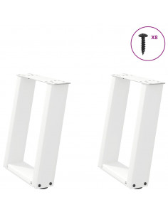 Gambe Tavolino Caffè a U 2 pz Bianco 28x(42-43) cm Acciaio