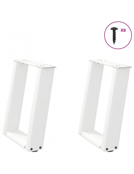 Gambe Tavolino Caffè a U 2 pz Bianco 28x(42-43) cm Acciaio