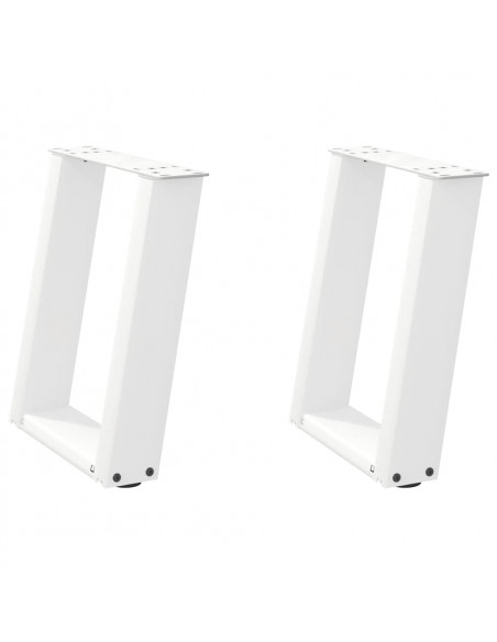 Gambe Tavolino Caffè a U 2 pz Bianco 28x(42-43) cm Acciaio