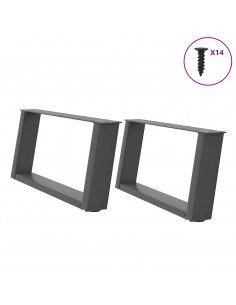 Gambe Tavolino Caffè a U 2 pz Antracite 70x(30-31)cm in Acciaio