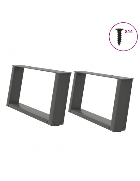 Gambe Tavolino Caffè a U 2 pz Antracite 70x(30-31)cm in Acciaio