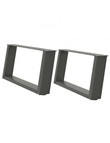 Gambe Tavolino Caffè a U 2 pz Antracite 70x(30-31)cm in Acciaio